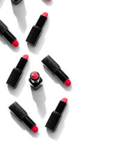 
Open scarlet lipsticks for women in black tube pattern