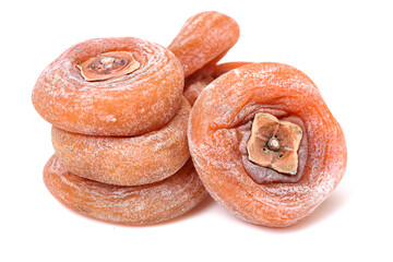 dried persimmon on white background 