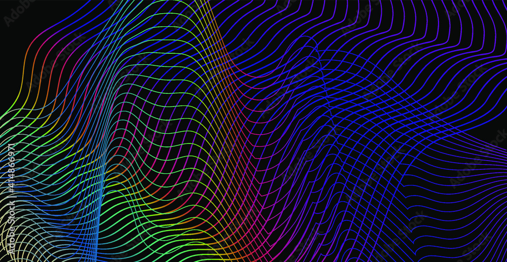 Poster abstract geometric background with holographic grid.
