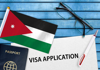 Visa application form and flag of Jordan