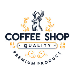 Coffee Shop Logo Animal Deer Illustration