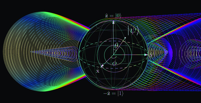 Quantum Qubit Scheme, Sciencific Vector Illustration.