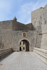 Dubrovnik's old city walls, one of the main entrances to the old town