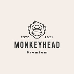 monkey head hipster vintage logo vector icon illustration