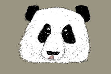 Hand-drawn EPS 8 Vector illustration of Panda with tongue out 2