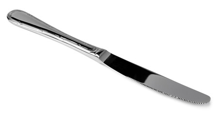 Silver dining knife isolated on white background
