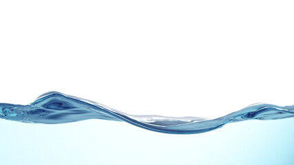 Waves of blue water on white background, close-up