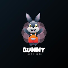 Vector Logo Illustration Bunny Gradient Colorful Style.