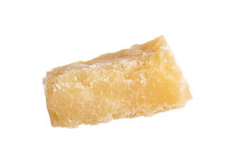 Piece of delicious parmesan cheese isolated on white