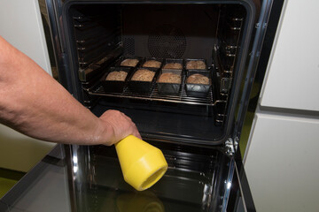 baking fresh bread loafs in the oven