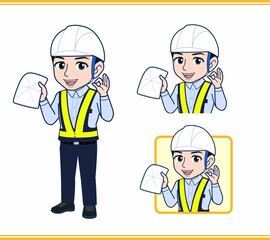 Fototapeta premium 工事現場にいる誘導員