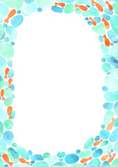 Abstract orange color school of fish are swimmimg in water surface watercolor hand painting frame for decoration on marine life and summer holiday theme concept.