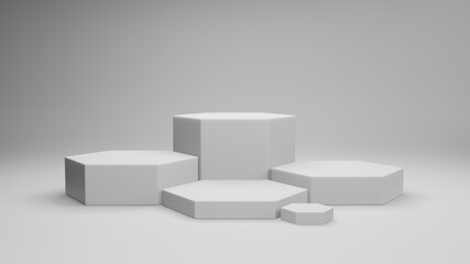 3d render white cubes concept