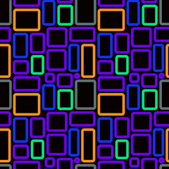 Abstract seamless pattern made from colored rounded rectangles.