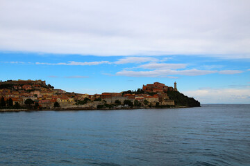 View of Portoferraio on Elba, in the right background the Faro di Forte Stella lighthouse.