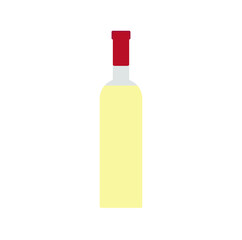vector icon, white wine bottle on white background