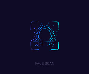 Unique Face authentication icon. Facial biometric identity, face ID, made of multiple dots, Halftone Icon. Premium quality graphic design. Modern signs, dotted symbols collection, exclusive icon