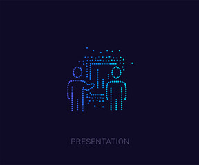 Unique Business Presentation, Training Icon, made of multiple dots, Halftone Icon. Premium quality graphic design. Modern signs, dotted symbols collection, exclusive icon for websites, Campaign, logo 