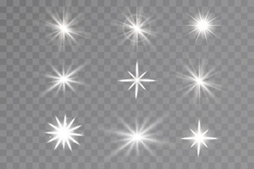 Glow effect. Star on transparent background.Bright sun. Vector illustration.