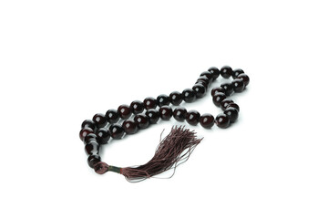 Rosary or prayer beads, isolated on white background