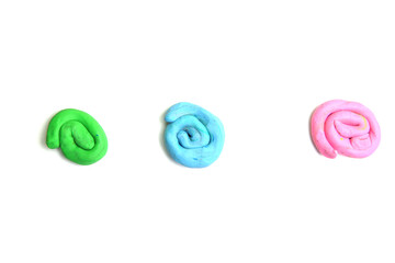 Circle Colors Plasticine Play Dough Modeling Clay on White background