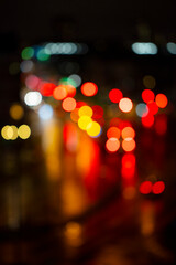 colorful bokeh light from night traffic 