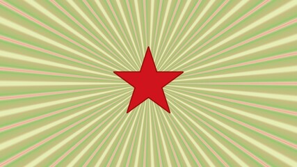 Fototapeta na wymiar February 23. Greeting card design. A red star in the center of the graphic green background.