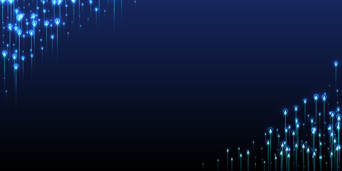 Upward glowing line rays fiber optics concept.