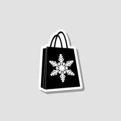 Shopping bag sticker icon. Snowflake icon