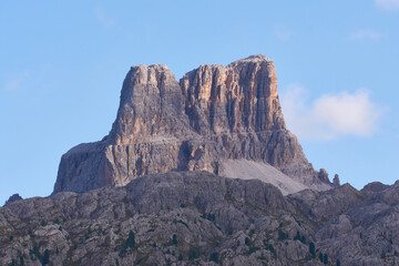 Sonnenuntergang am Monte Averau, Falzarego pass, Cortina d'Ampezzo, dolomites, Veneto, Italien	