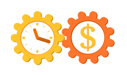 Time is money. make money, income growth, return on investment. Business and finance management, joint venture, mutual fund, annual payment, vector icon in flat style
