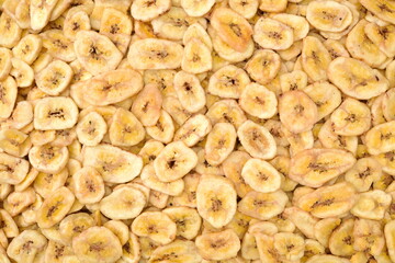 Sliced dried banana background
