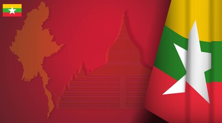 Realistic Myanmar Flag Illustration