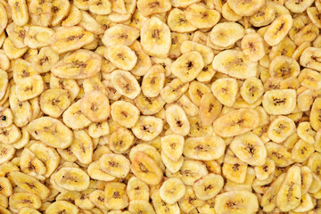 Sliced dried banana background