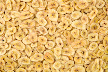 Sliced dried banana background