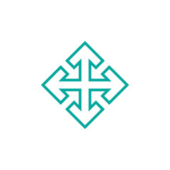 four blue arrows point out from the center. Expand Arrows icon.