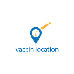 Location symbol vaccine logo vector injection icon design illustration