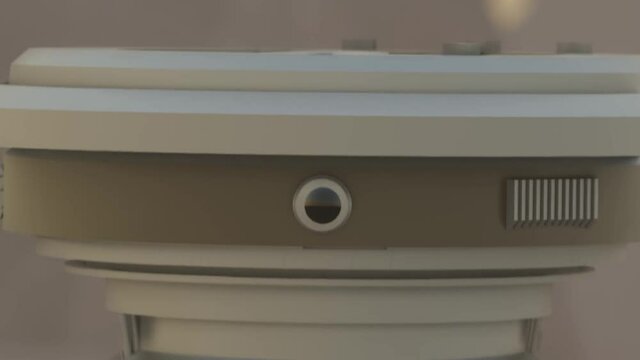 Reveal shot of a robot in an unknown planet
