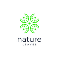 leaves nature circle logo vector modern simple abstract concepts