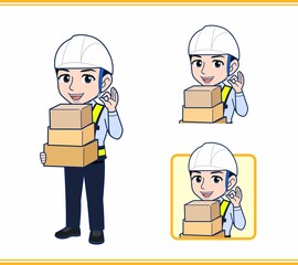 工事現場にいる誘導員