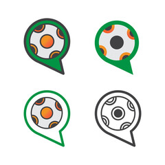 chat with soccer ball ilustration design. chat with soccer ball icon isolated on white background. ready use vector.