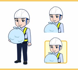Fototapeta premium 工事現場にいる誘導員