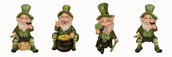  St. patrick's day four leprechaun with gold