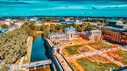 Obraz premium Zwinger Palace (Der Dresdner Zwinger) Old Masters Picture Gallery, which was almost completely destroyed during the Second World War. Saxony, Germany.