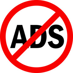 No ads sign. Red circle background. Advertisement prohibited sign. Traffic signs and symbols.