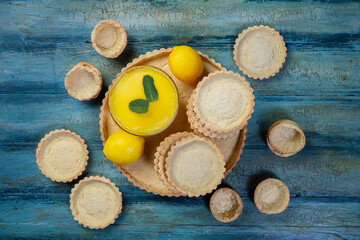 Traditional french lemon tart, top view