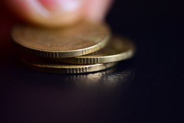 Close up coins with macro lens.