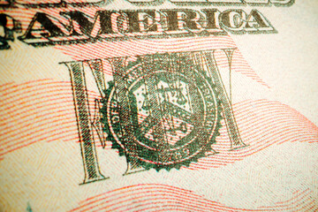 American dollar banknotes close up, macro photo