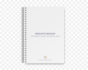 Realistic Notebook mockup, notebook with empty cover  for your design. Realistic notebook with shadows isolated on transparent background. Vector illustration EPS10.