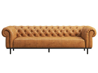 Classic chester brown leather upholstery sofa. 3d render. - obrazy, fototapety, plakaty